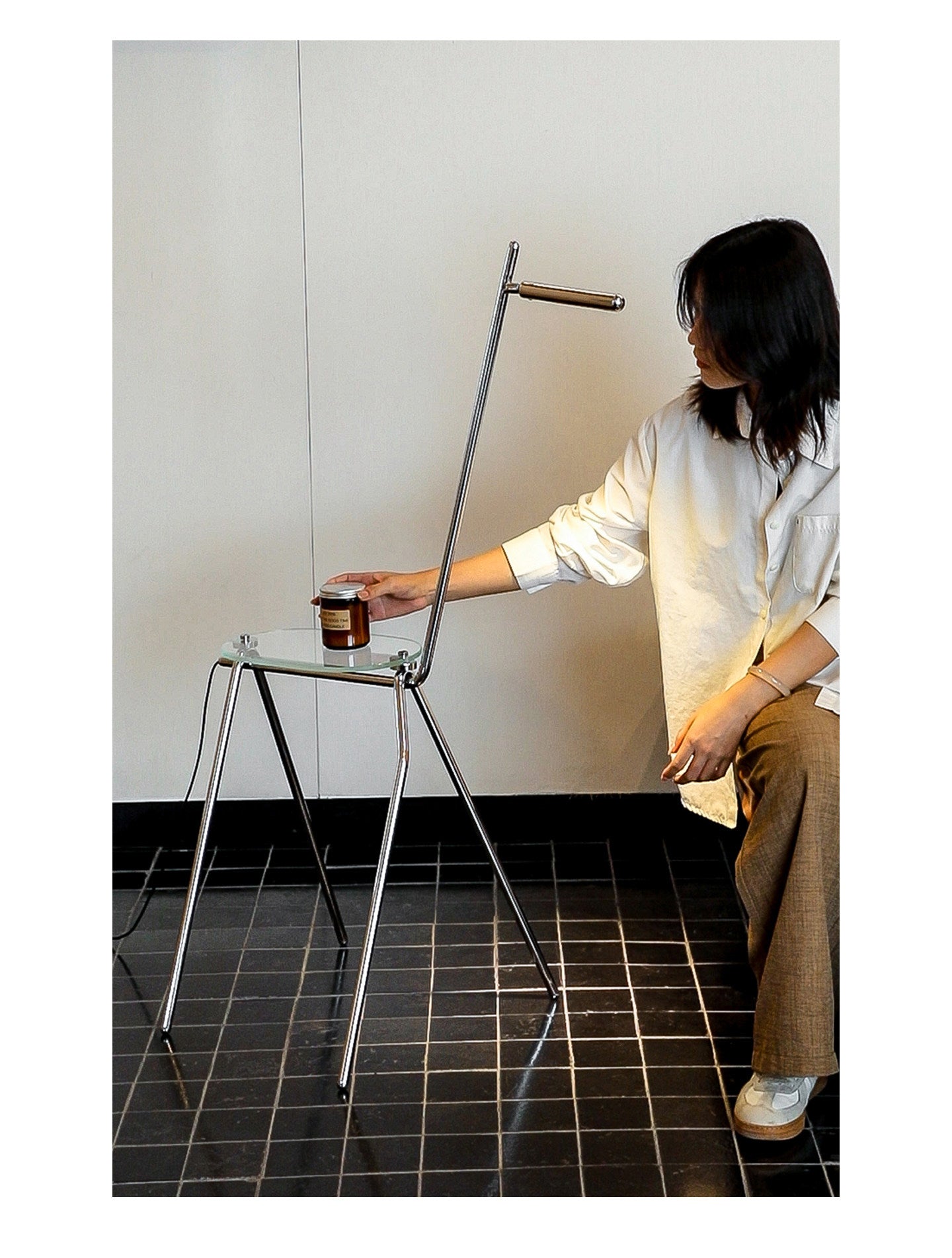 Liora Glass Side Table Floor Lamp