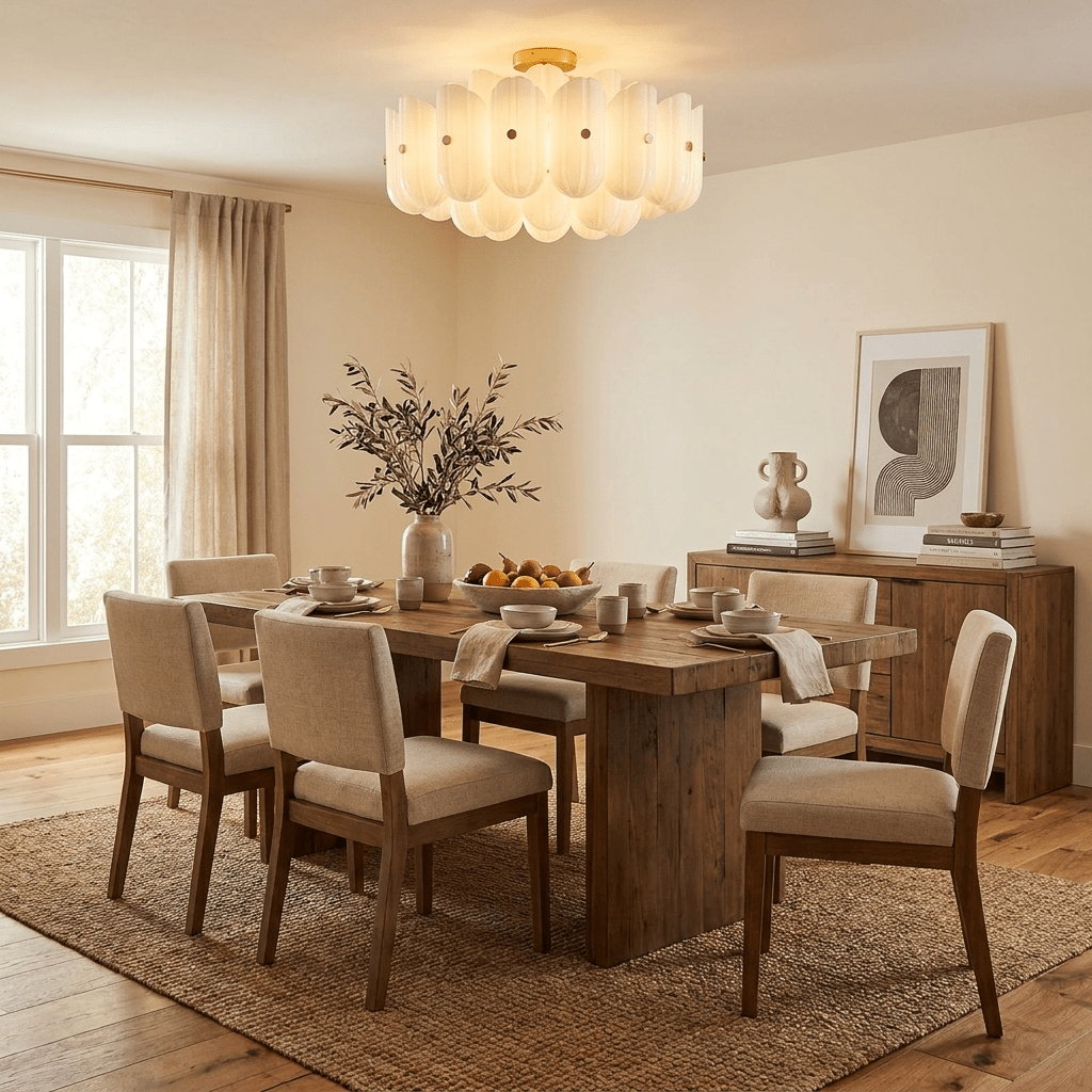 Liora Fluted Glass Semi-Flush Ceiling Light