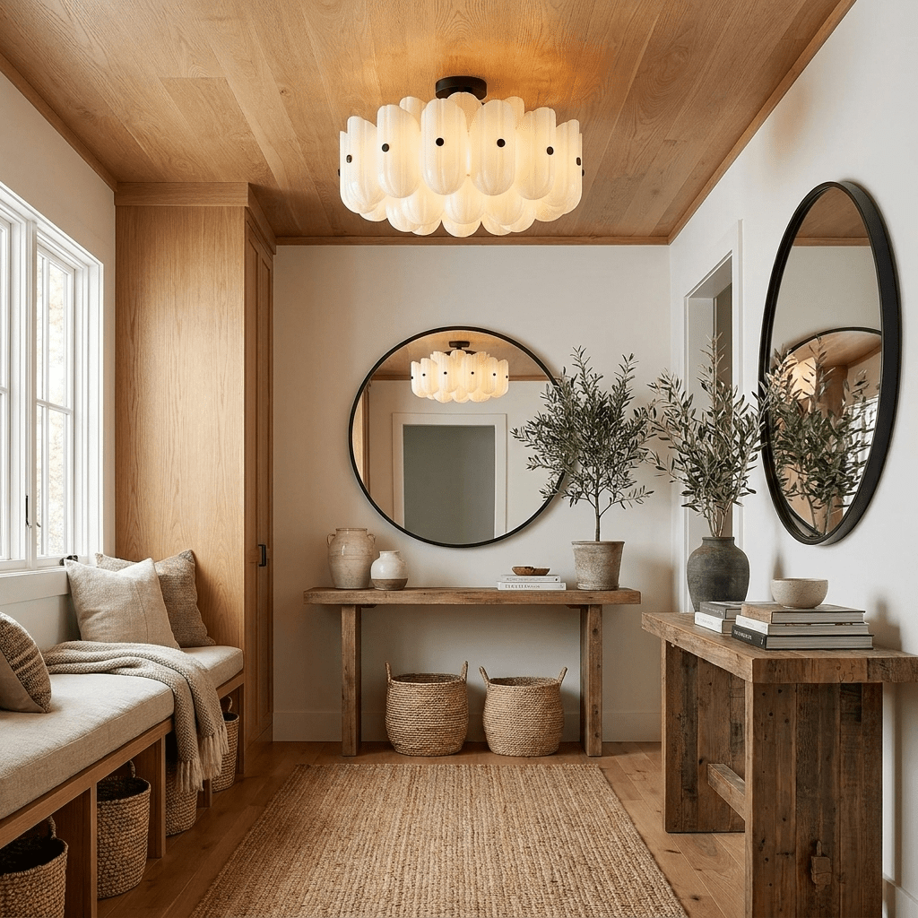 Liora Fluted Glass Semi-Flush Ceiling Light