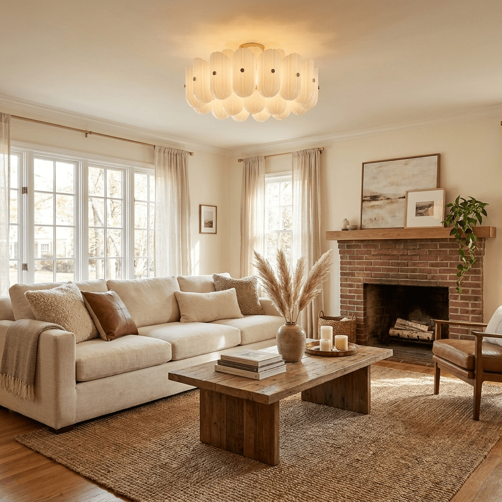 Liora Fluted Glass Semi-Flush Ceiling Light