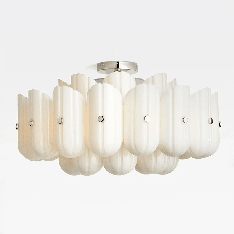 Liora Fluted Glass Semi-Flush Ceiling Light