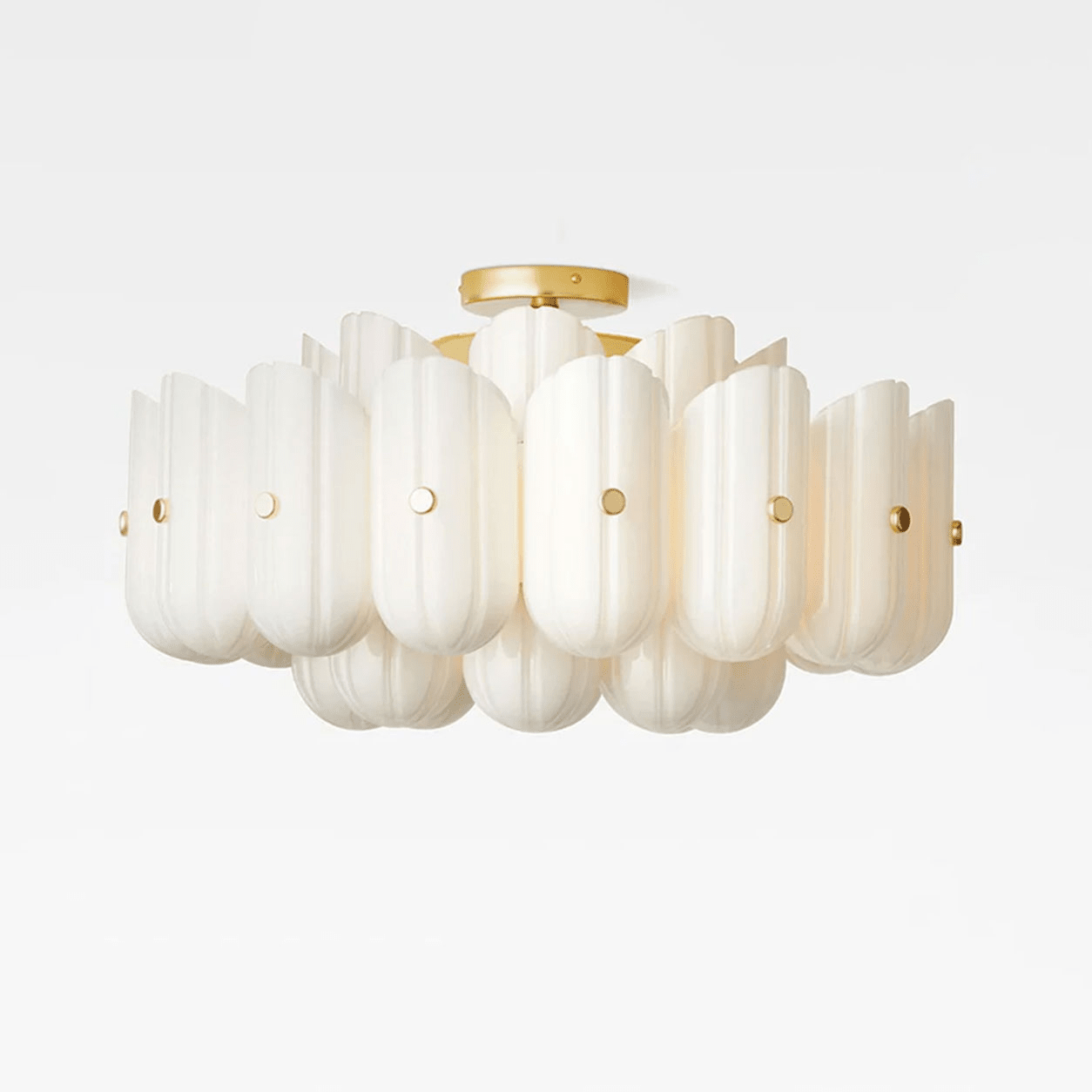 Liora Fluted Glass Semi-Flush Ceiling Light
