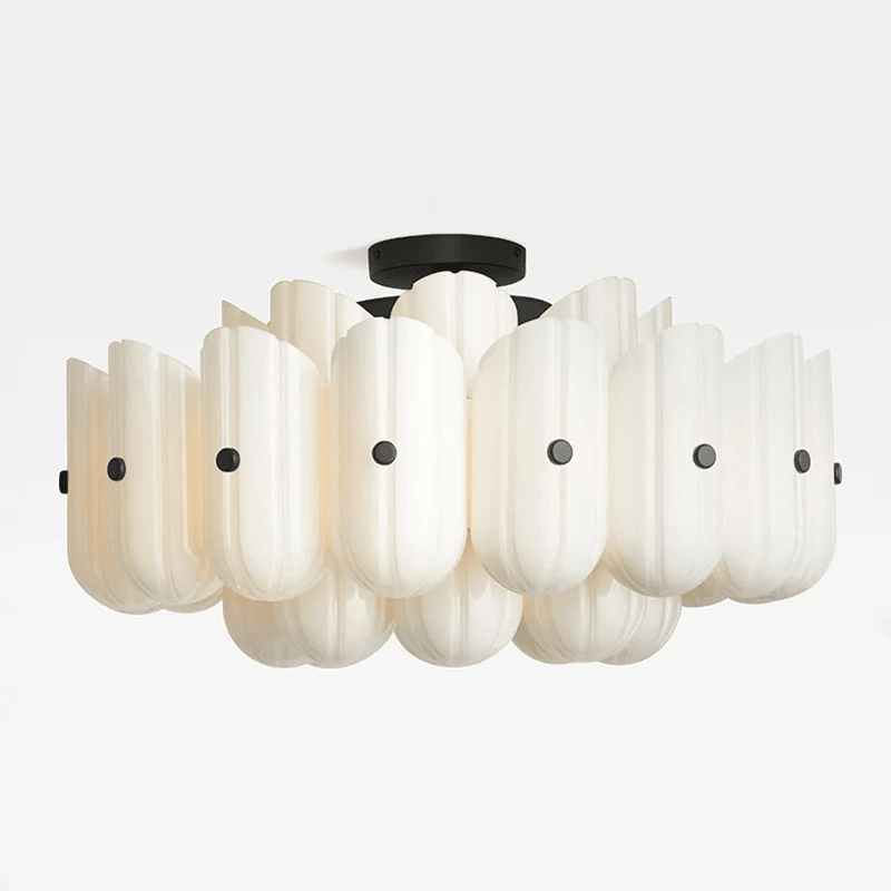 Liora Fluted Glass Semi-Flush Ceiling Light