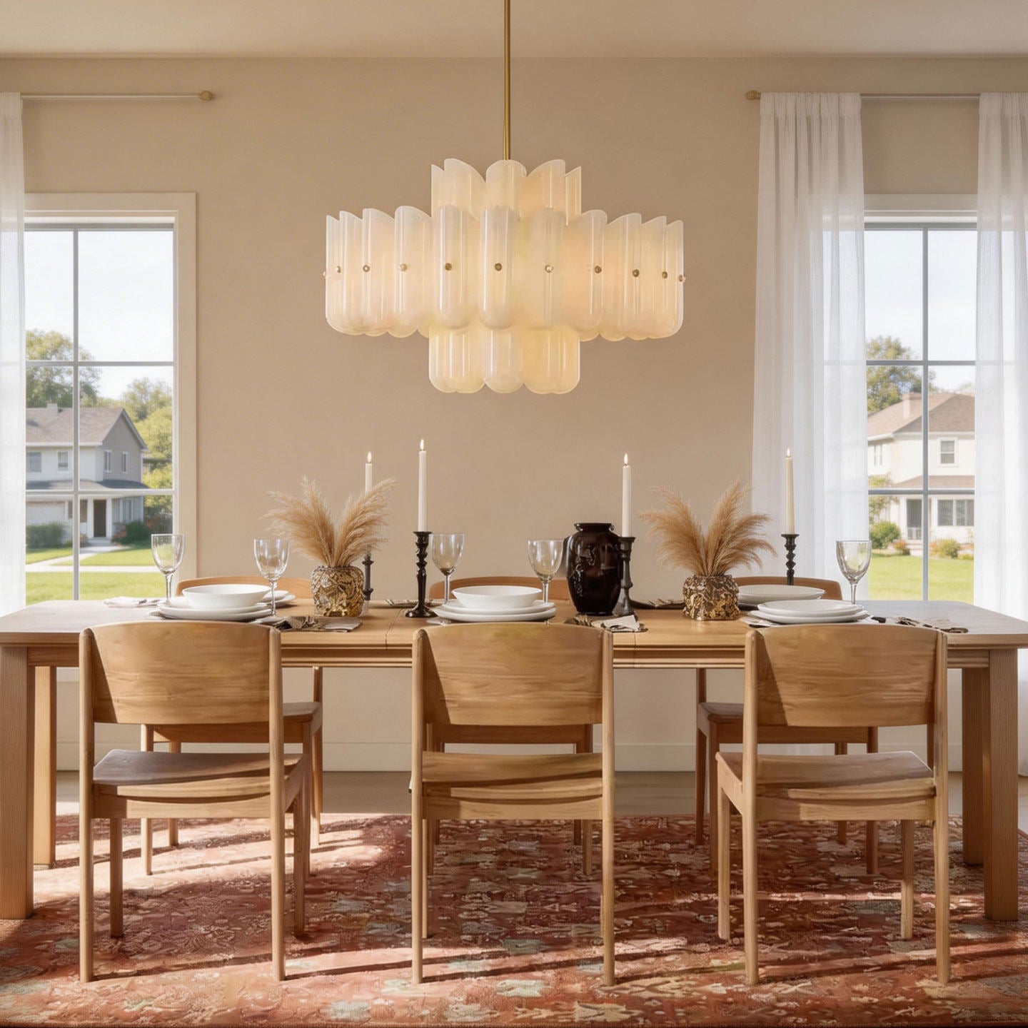 Liora Layered Fluted Glass Chandelier