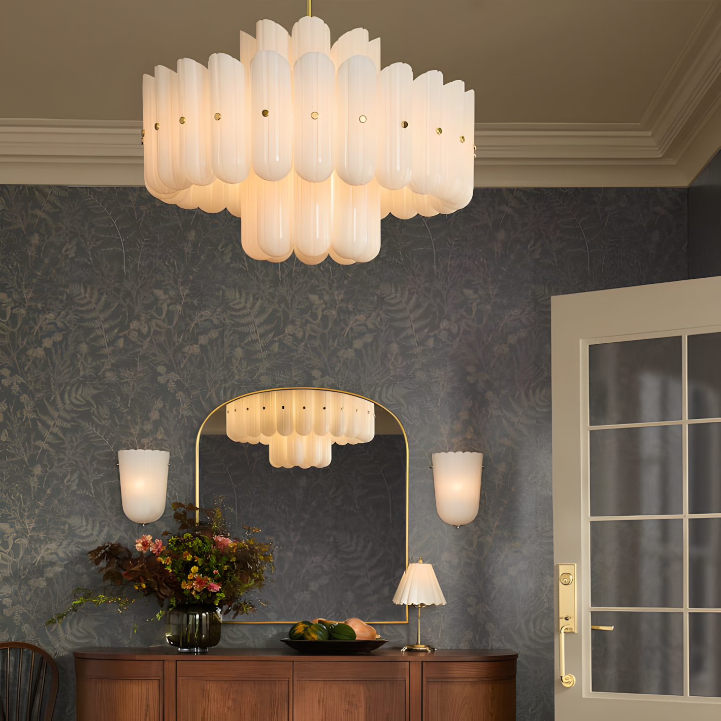 Liora Layered Fluted Glass Chandelier