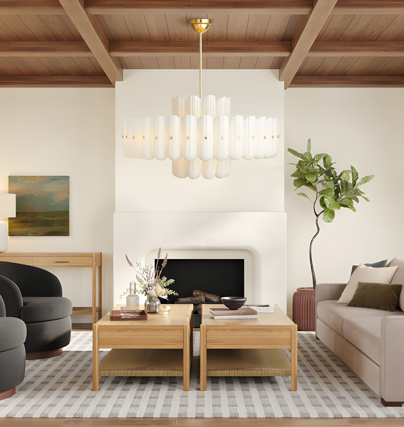 Liora Layered Fluted Glass Chandelier