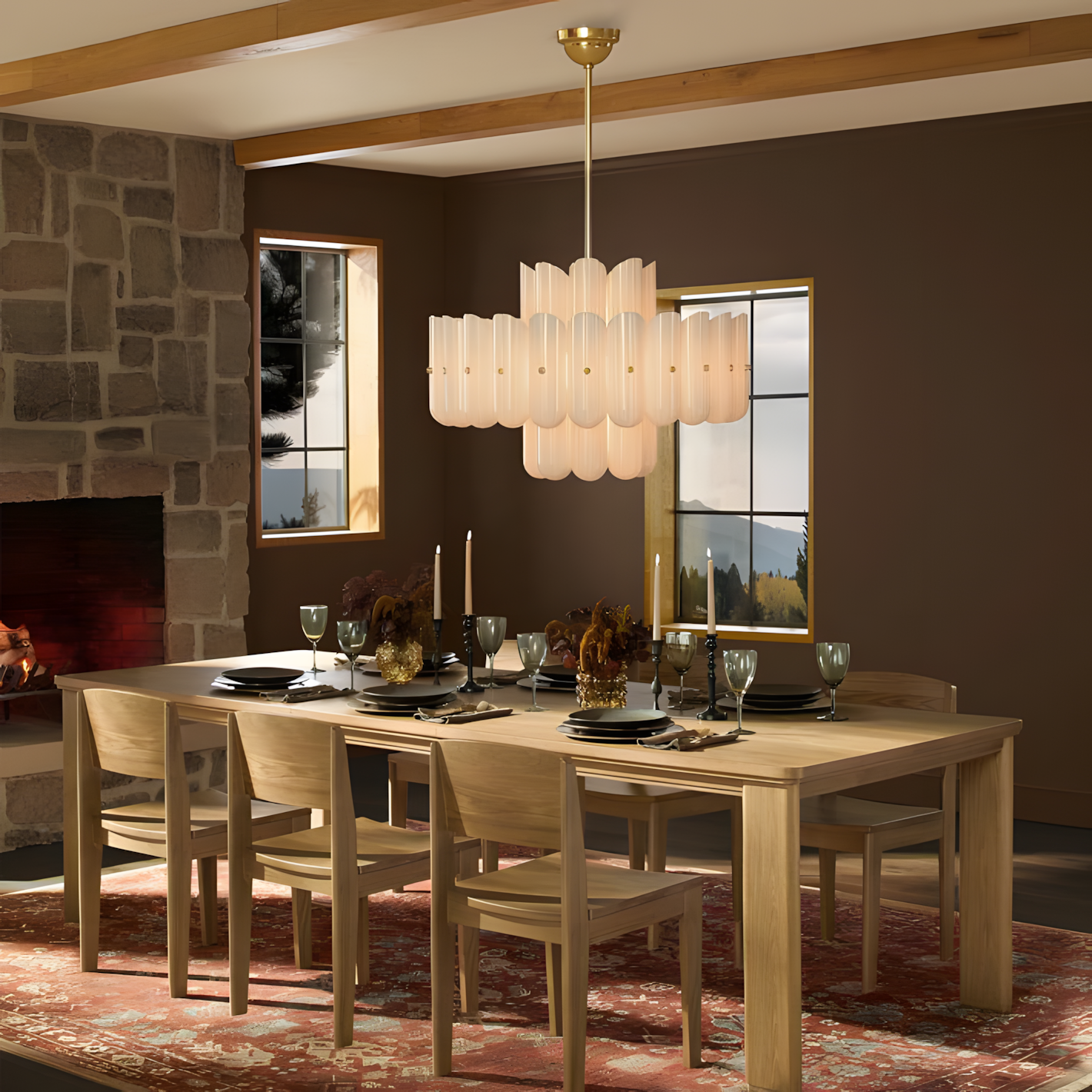 Liora Layered Fluted Glass Chandelier