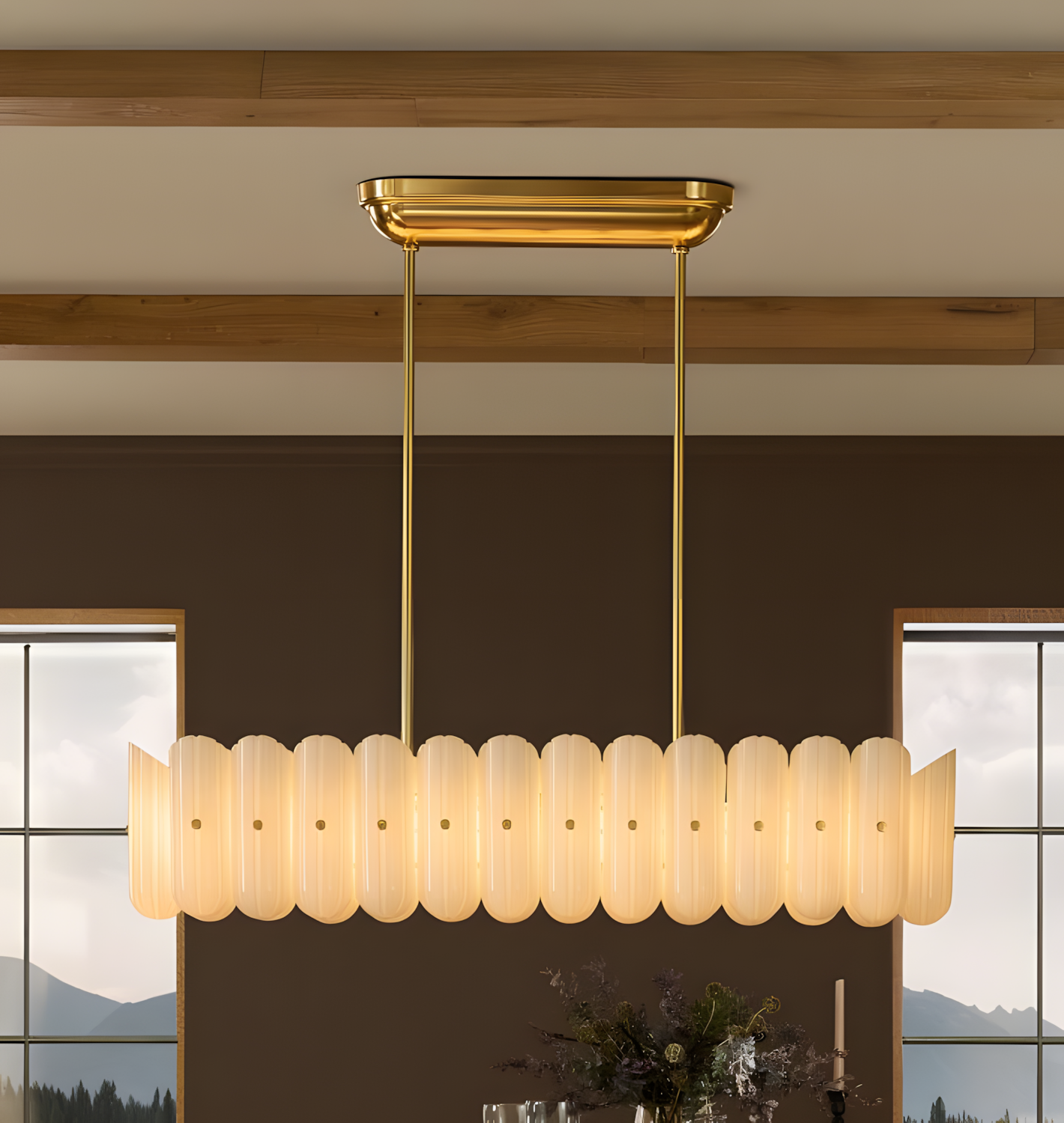 Liora Linear Fluted Glass Island Chandelier
