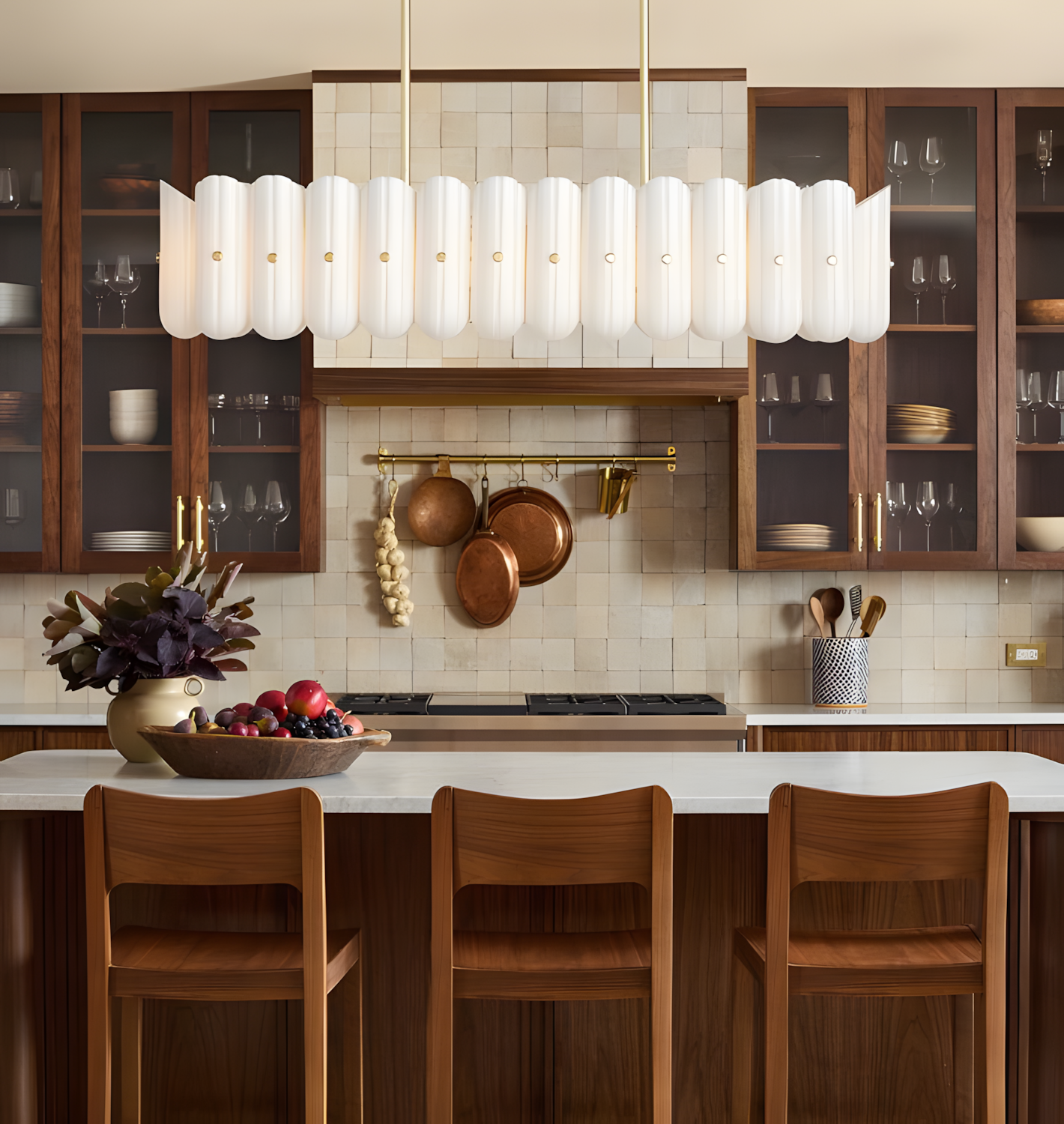 Liora Linear Fluted Glass Island Chandelier