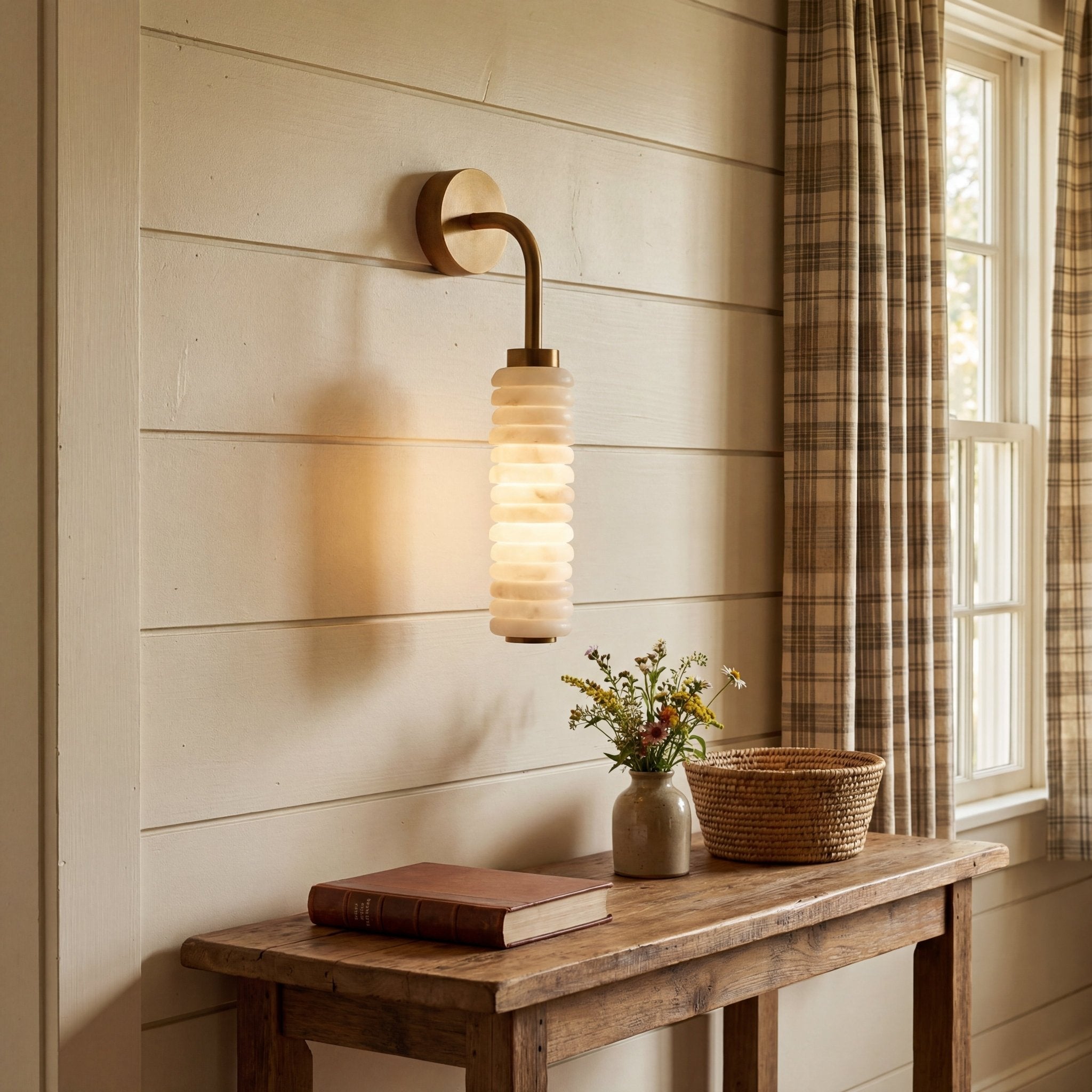 Orlena Stacked Alabaster Wall Sconce