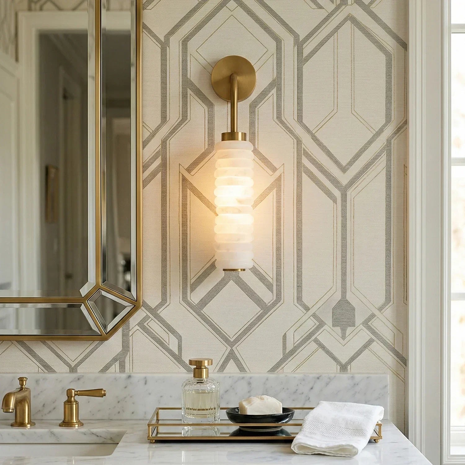 Orlena Stacked Alabaster Wall Sconce