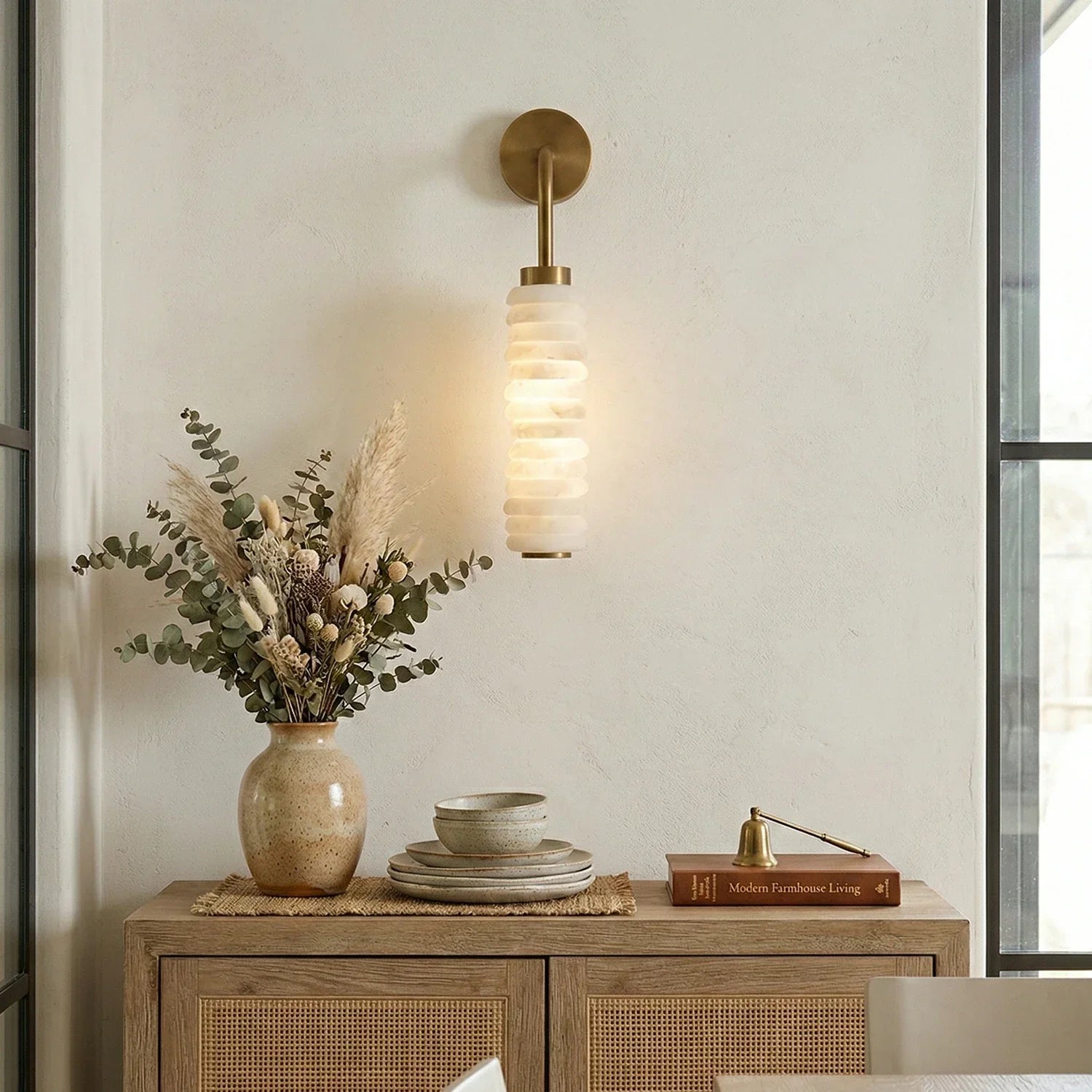 Orlena Stacked Alabaster Wall Sconce