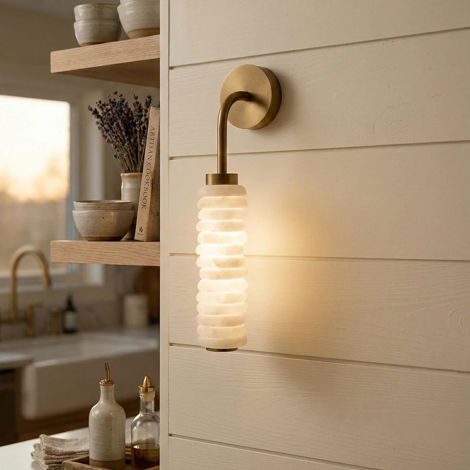 Orlena Stacked Alabaster Wall Sconce