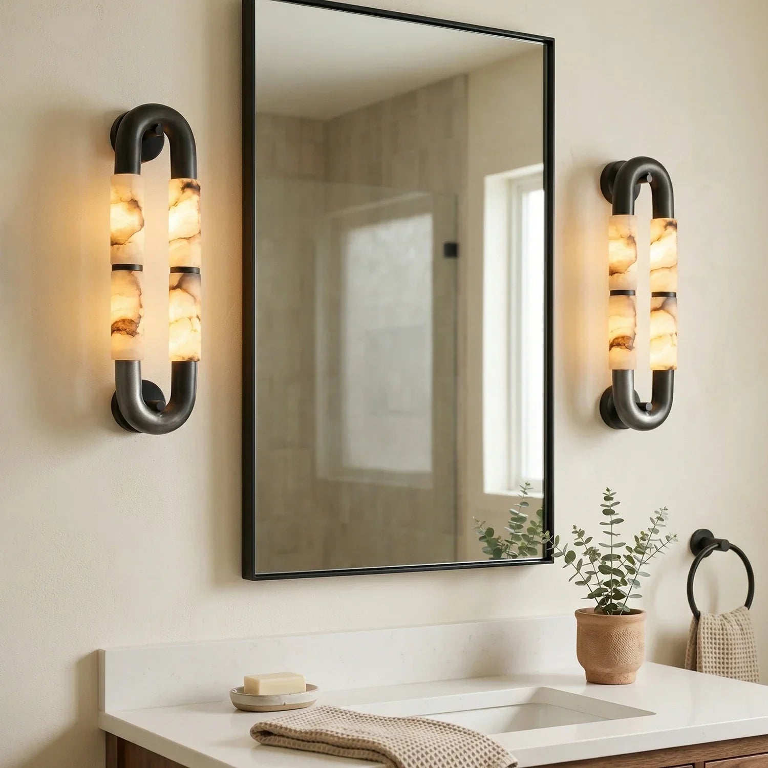 Luma Arc Dual Alabaster Wall Sconce
