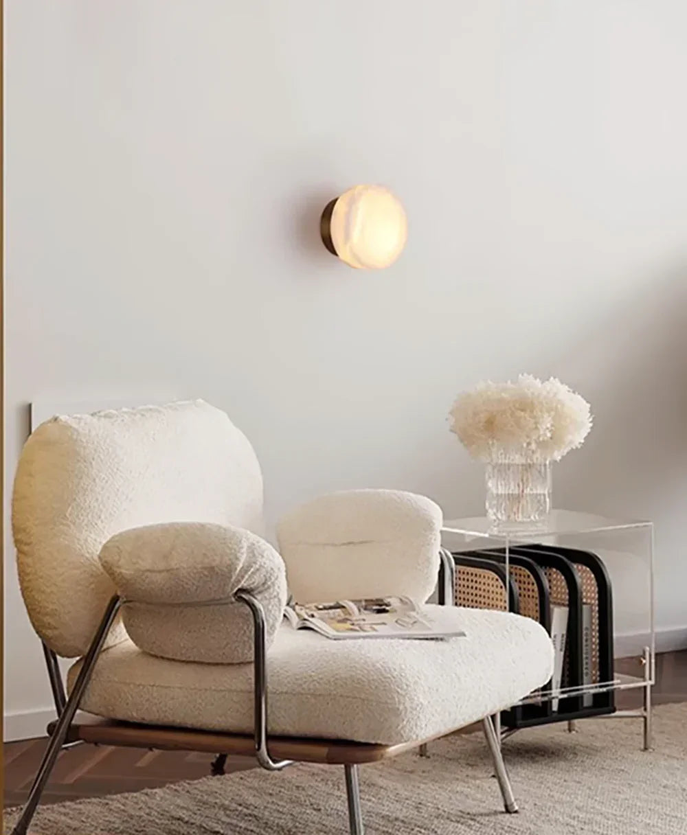 Lunara Alabaster Disc Wall Sconce