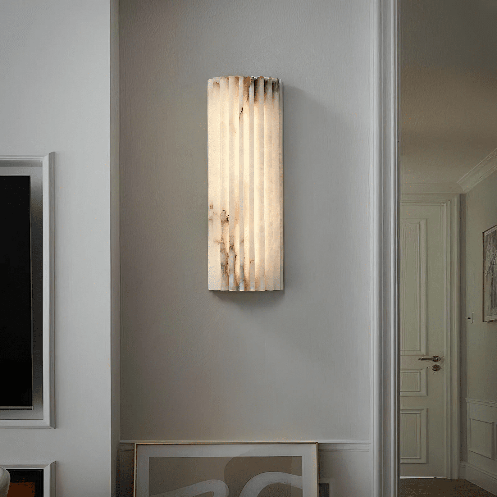 Lunavelle Ribbed Alabaster Wall Light