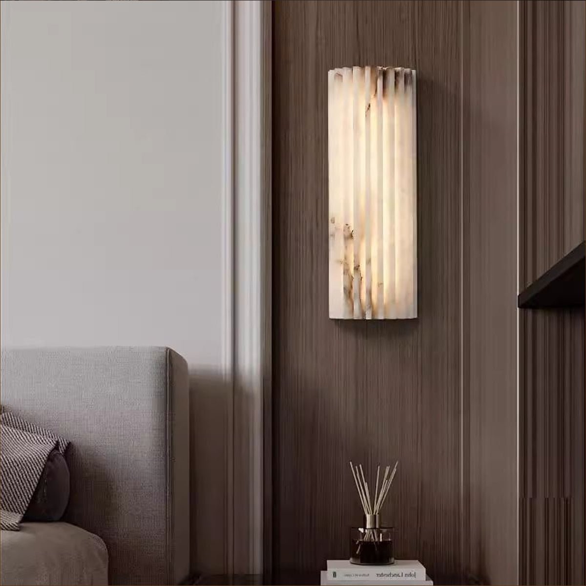 Lunavelle Ribbed Alabaster Wall Light