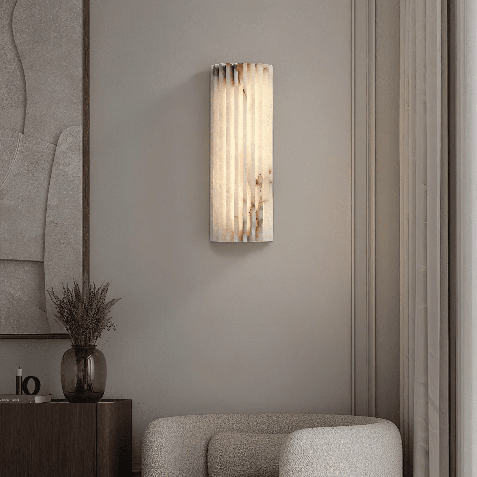 Lunavelle Ribbed Alabaster Wall Light