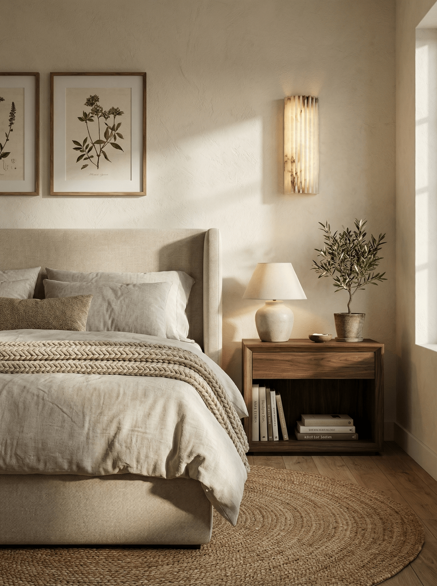 Lunavelle Ribbed Alabaster Wall Light