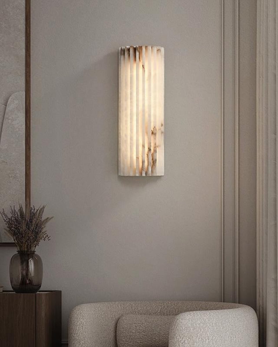 Lunavelle Ribbed Alabaster Wall Light