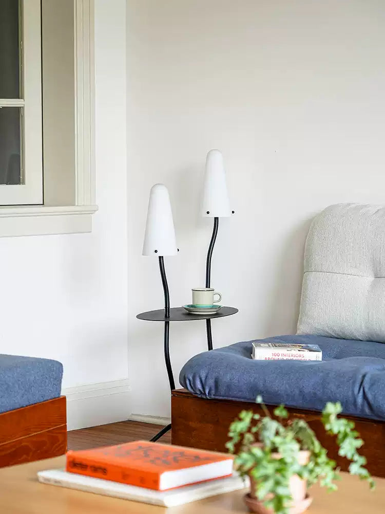 Mavelle Twin Shade Side Table Floor Lamp