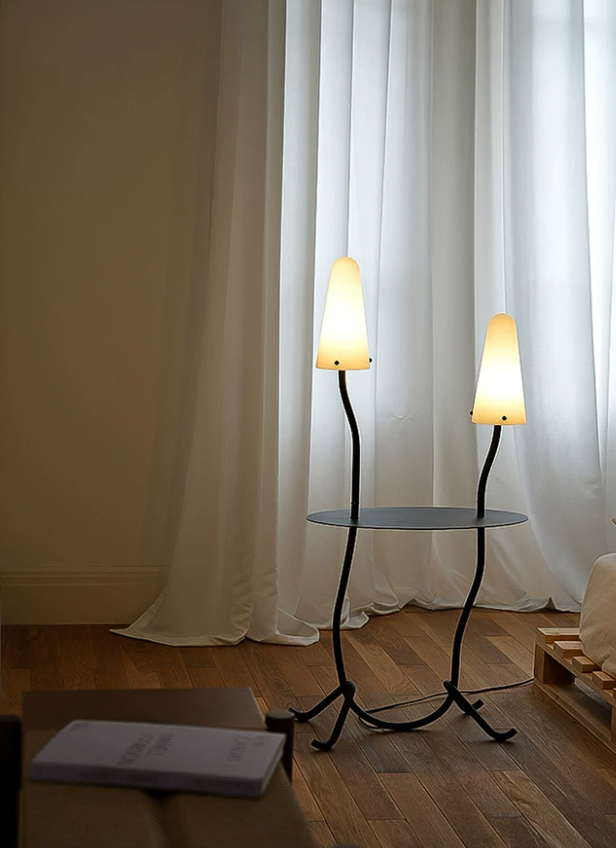 Mavelle Twin Shade Side Table Floor Lamp