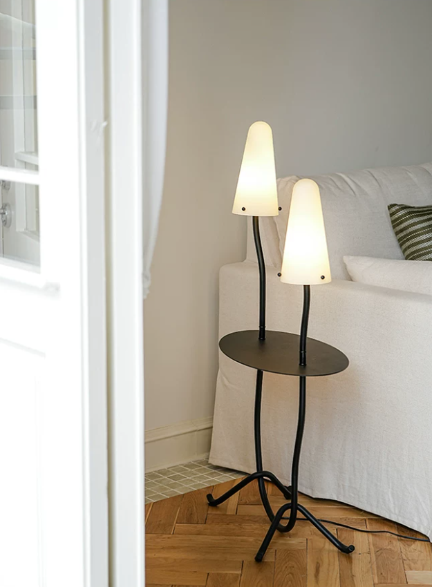 Mavelle Twin Shade Side Table Floor Lamp