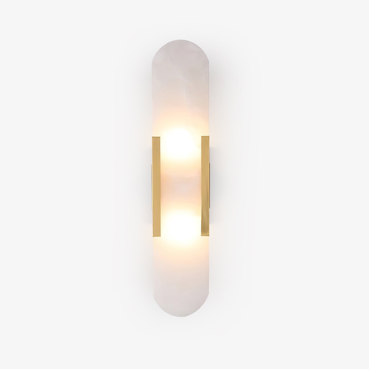 Melange elongated natural alabaster wall sconce with brass hardware