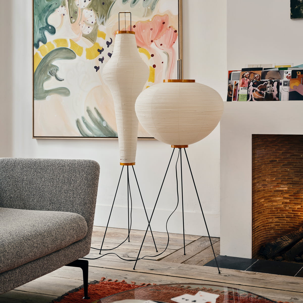 Nubira Mulberry Paper Sculptural Floor Lamp