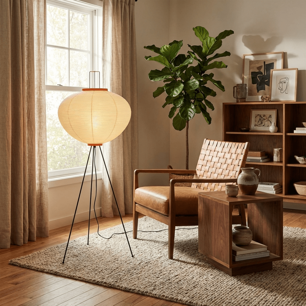 Nubira Mulberry Paper Sculptural Floor Lamp