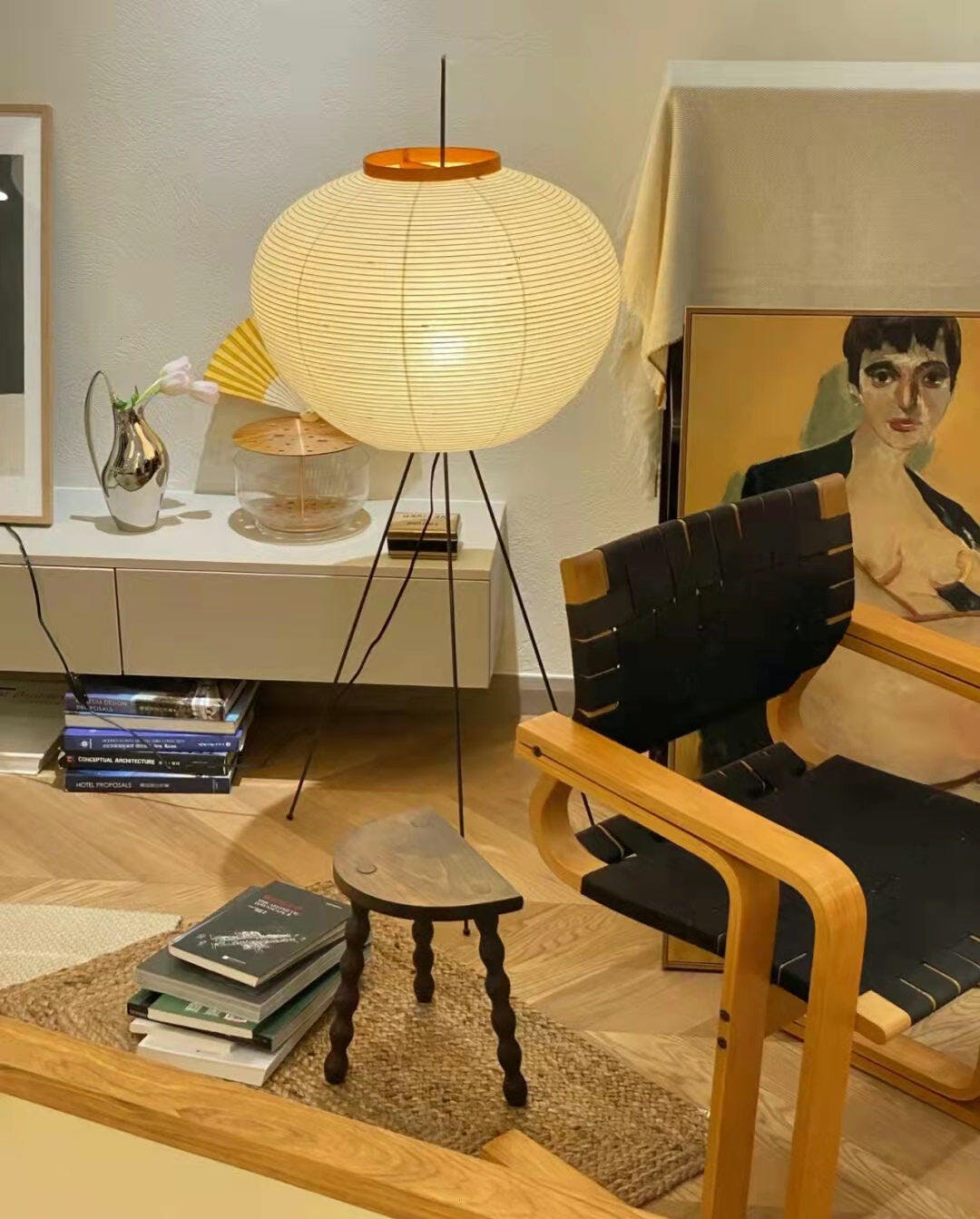 Nubira Mulberry Paper Sculptural Floor Lamp