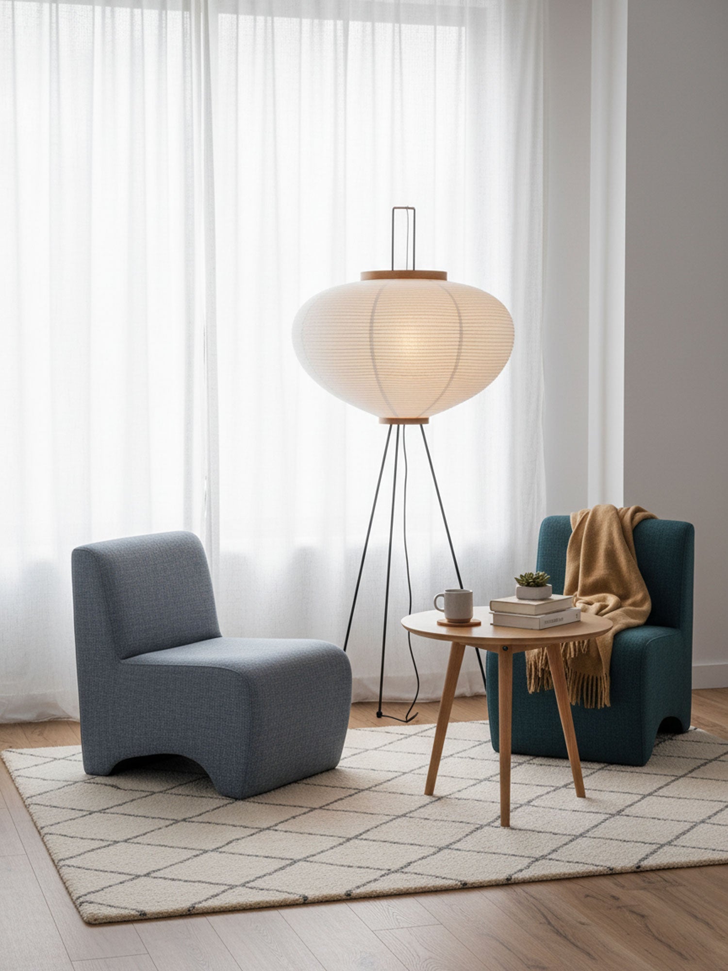 Nubira Mulberry Paper Sculptural Floor Lamp