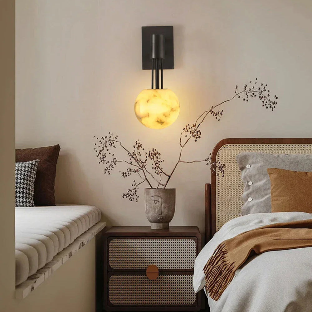 Obra Spherical Alabaster Wall Lamp
