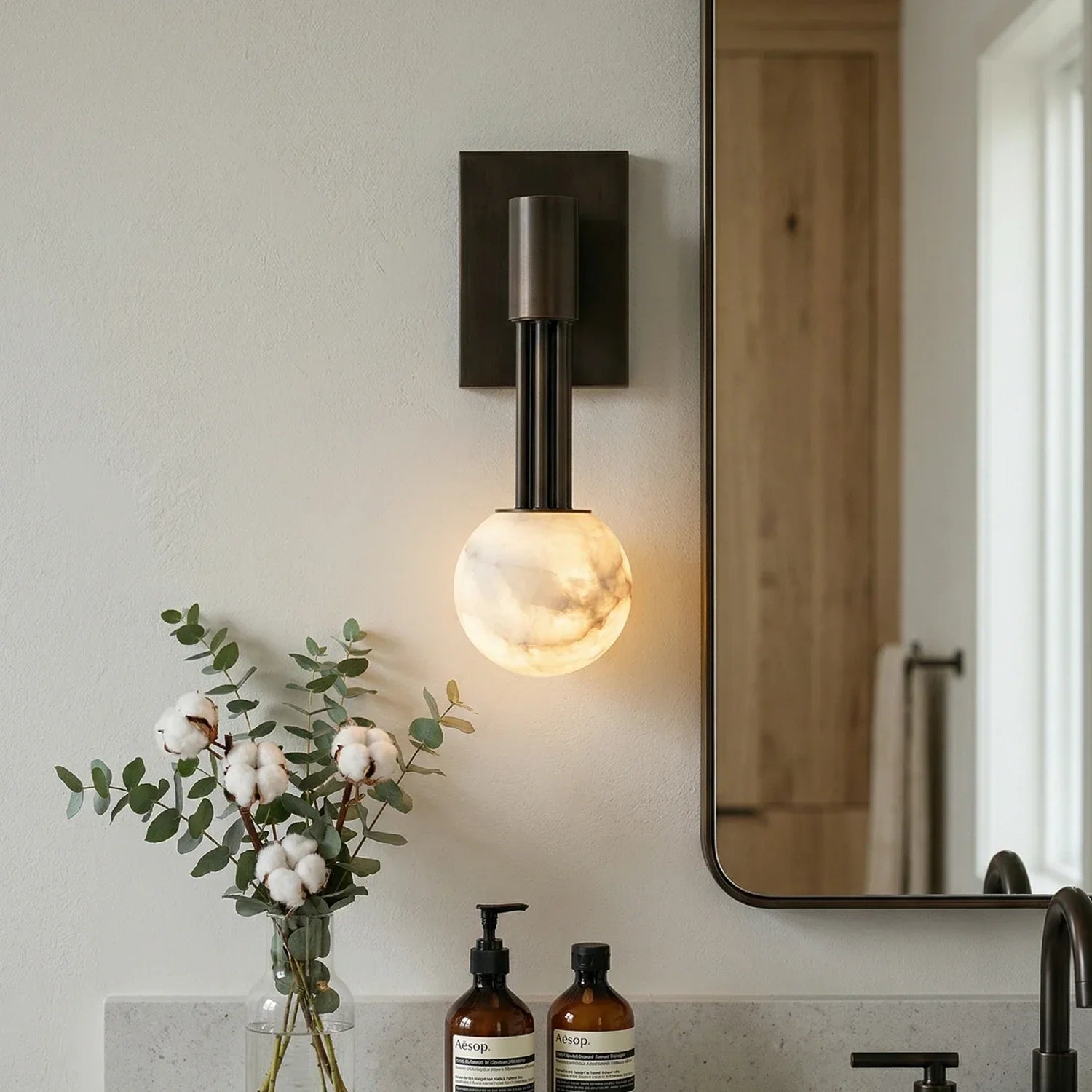 Obra Spherical Alabaster Wall Lamp