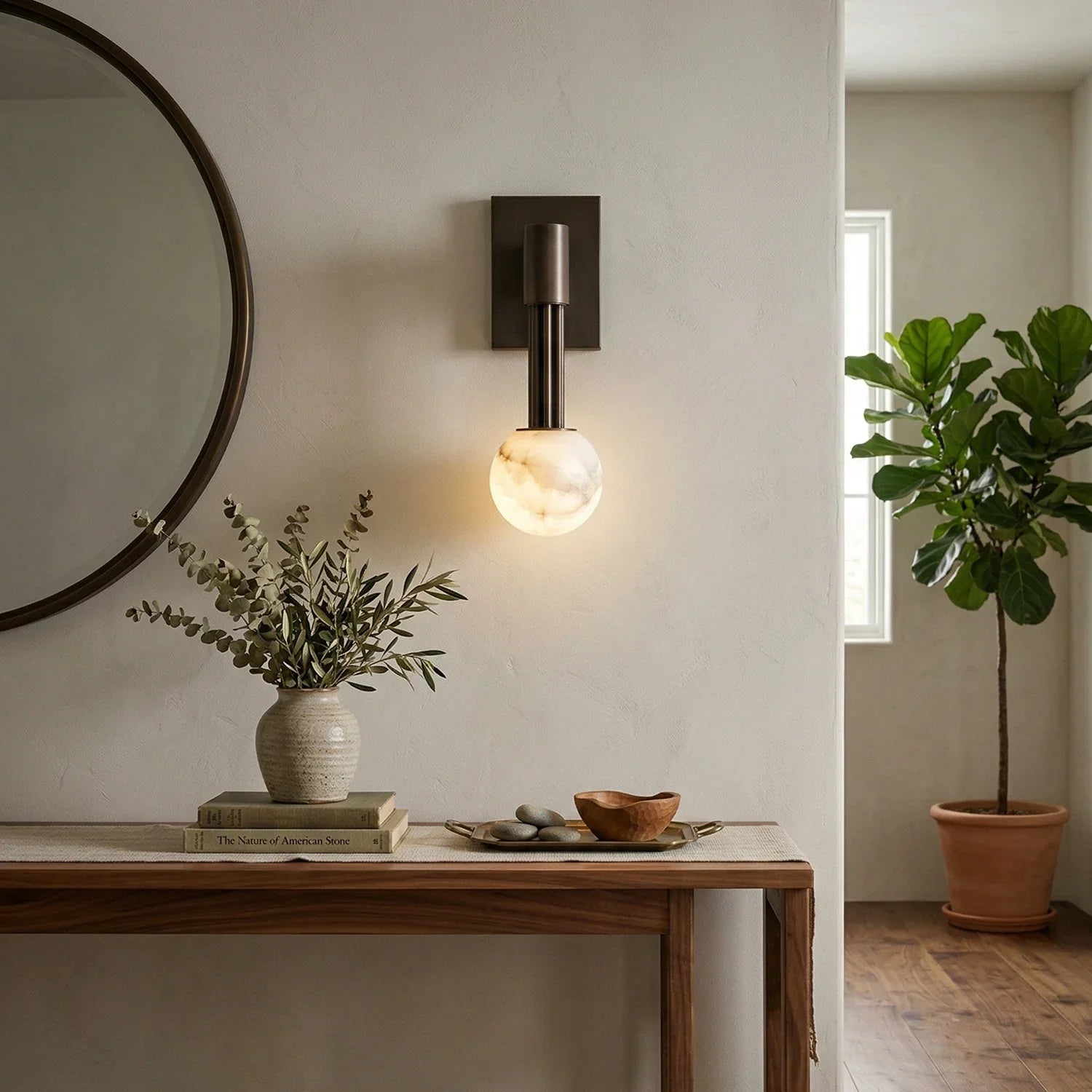 Obra Spherical Alabaster Wall Lamp