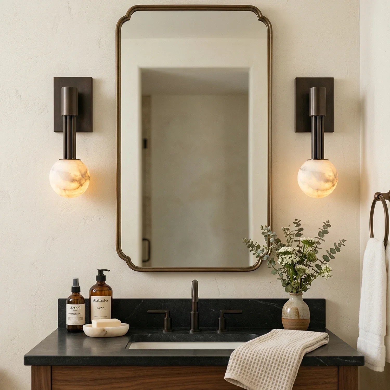 Obra Spherical Alabaster Wall Lamp