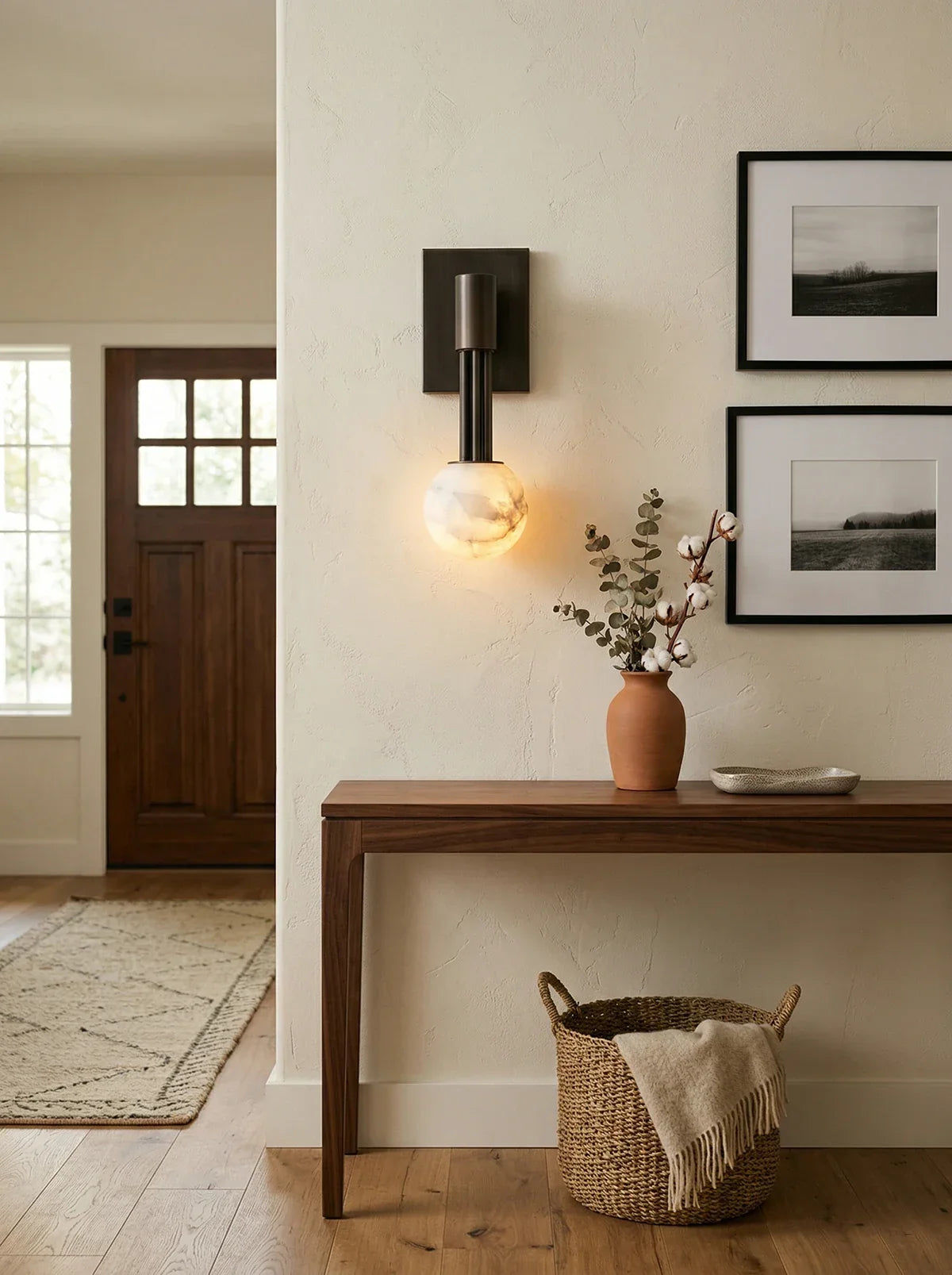 Obra Spherical Alabaster Wall Lamp