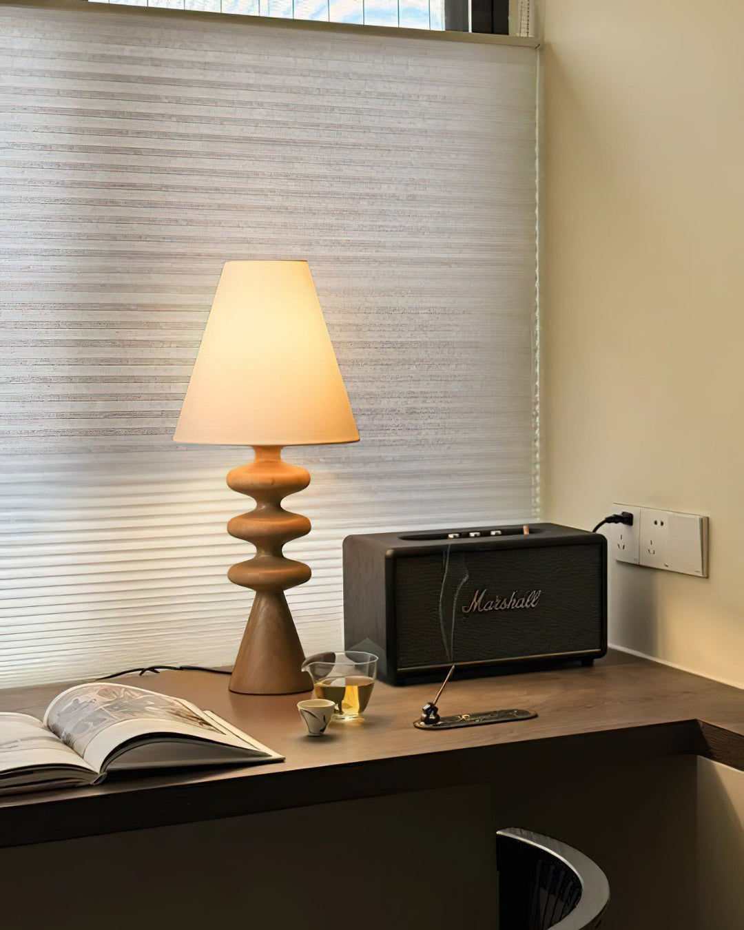 Ondelle Carved Wood Table Lamp