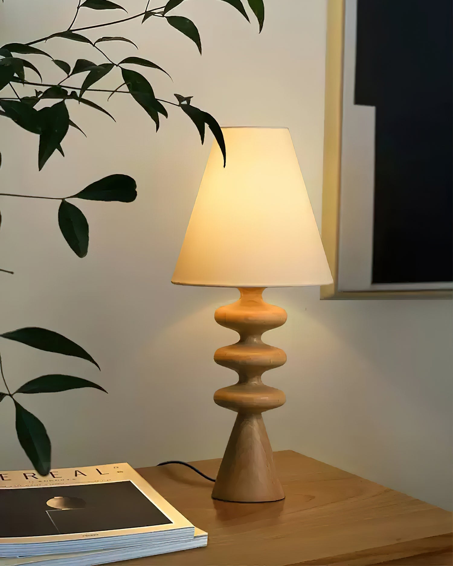 Ondelle Carved Wood Table Lamp