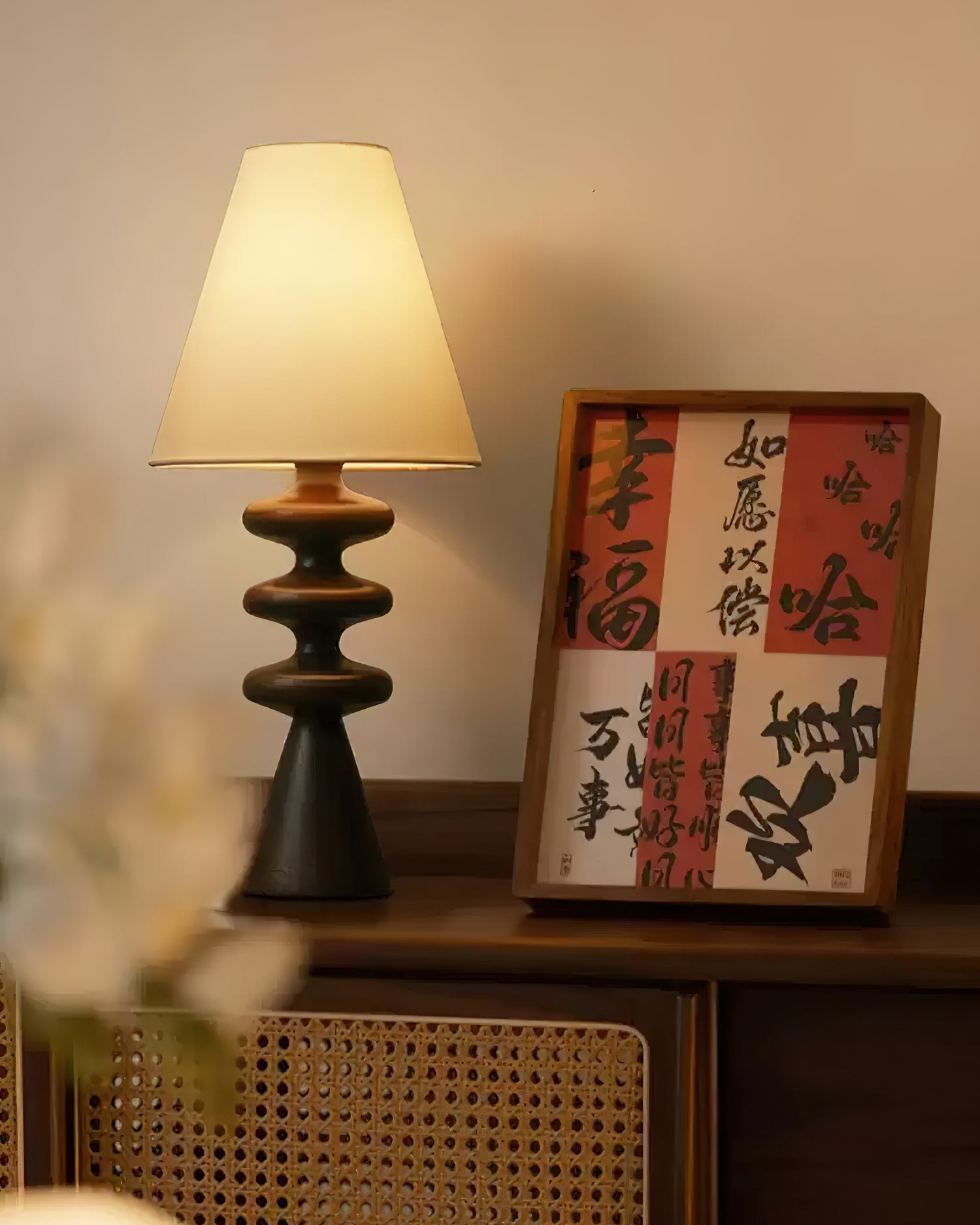 Ondelle Carved Wood Table Lamp