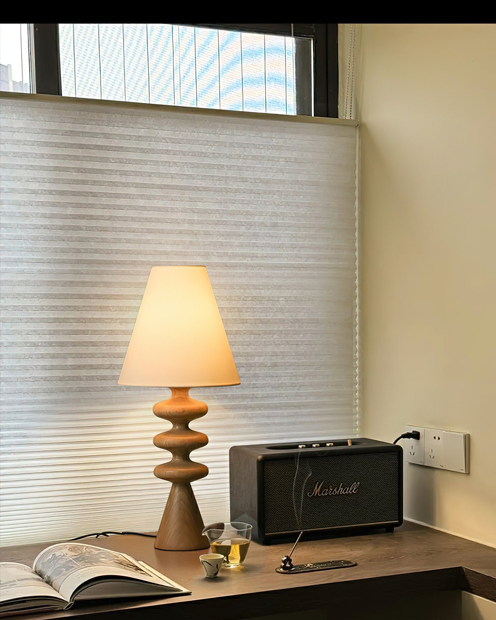 Ondelle Carved Wood Table Lamp