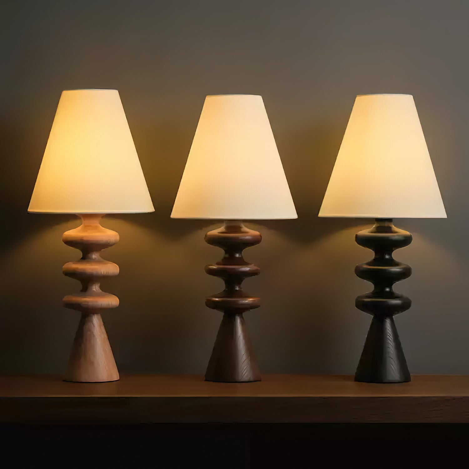 Ondelle Carved Wood Table Lamp