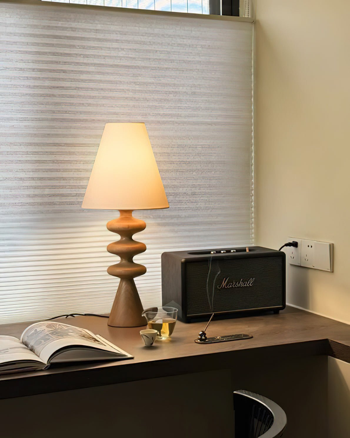 Ondelle Carved Wood Table Lamp