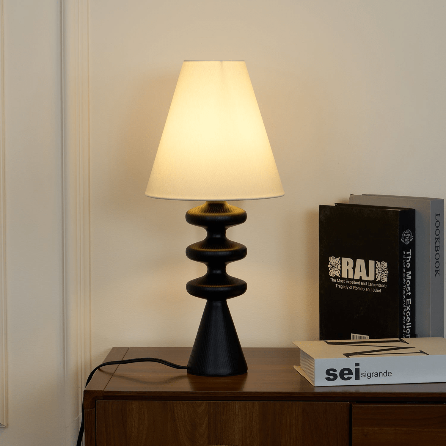 Ondelle Carved Wood Table Lamp