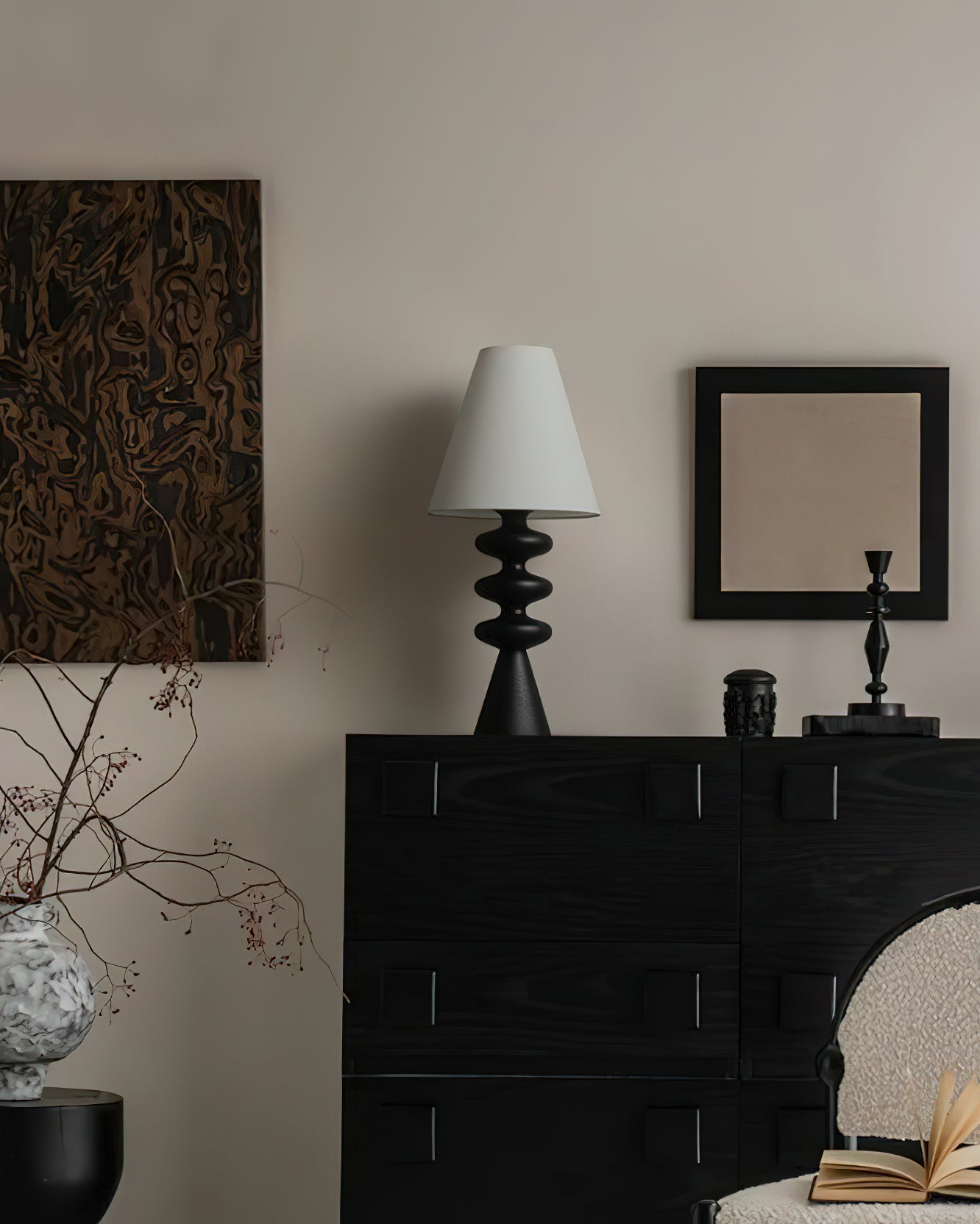 Ondelle Carved Wood Table Lamp