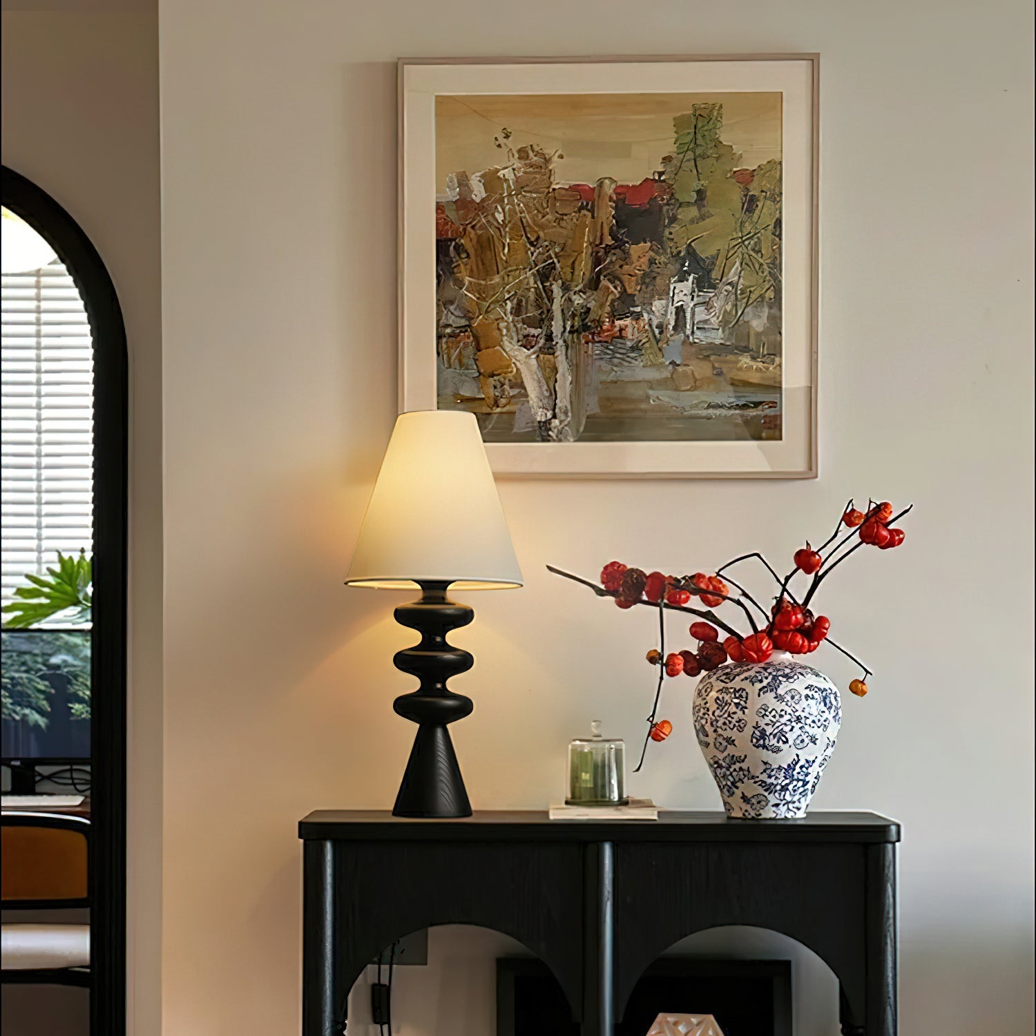 Ondelle Carved Wood Table Lamp