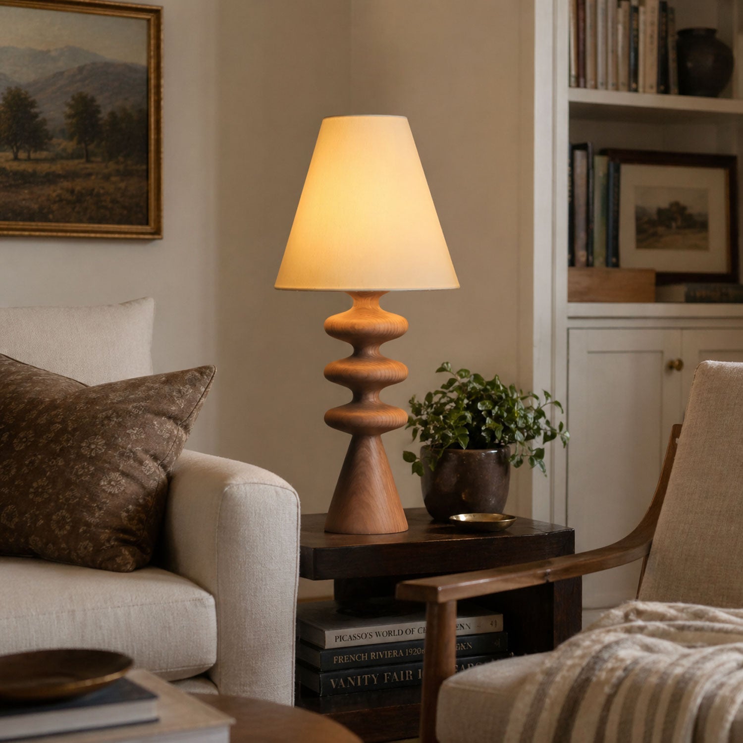 Ondelle Carved Wood Table Lamp