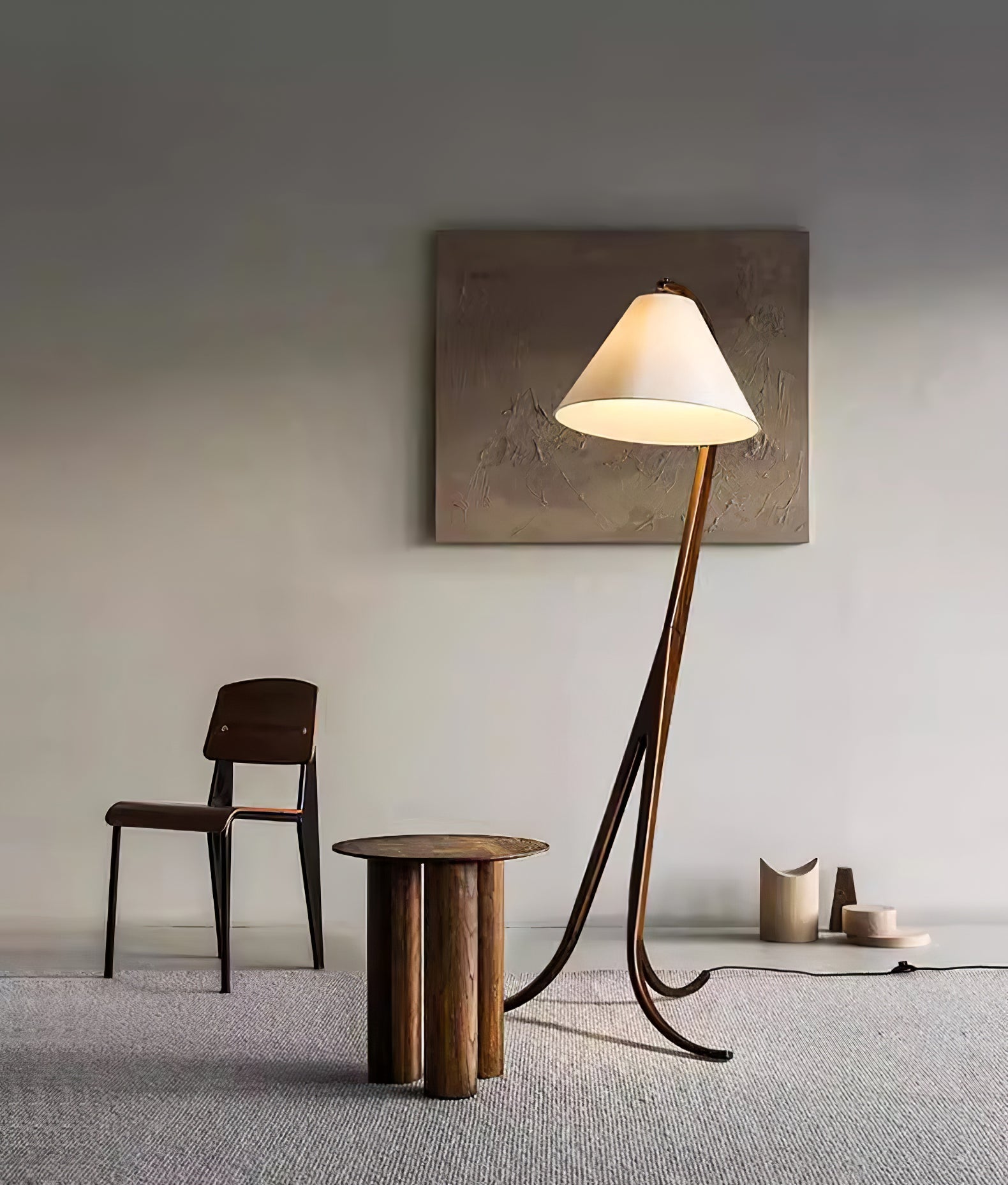 Orellis Curved Wood Floor Lamp