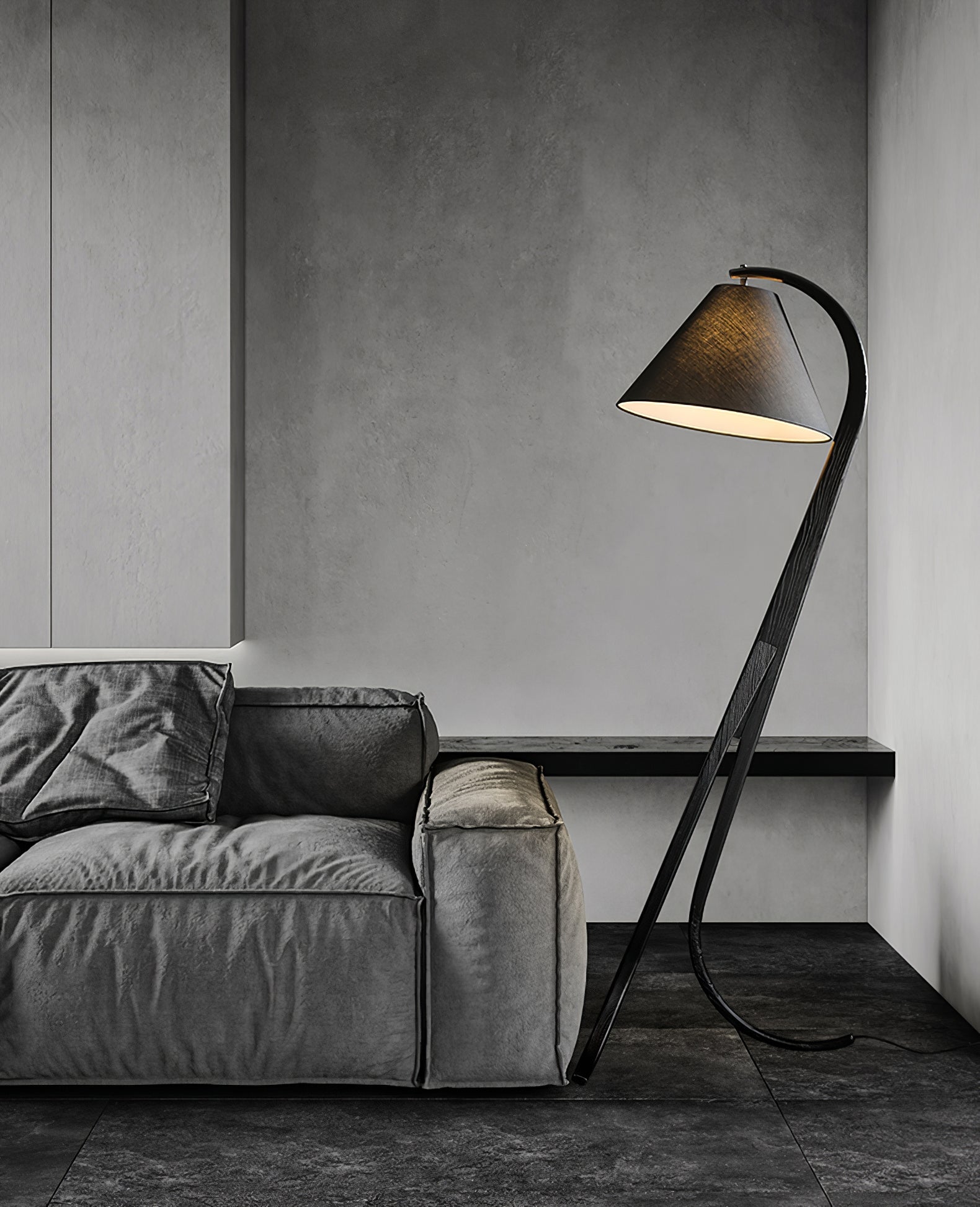 Orellis Curved Wood Floor Lamp