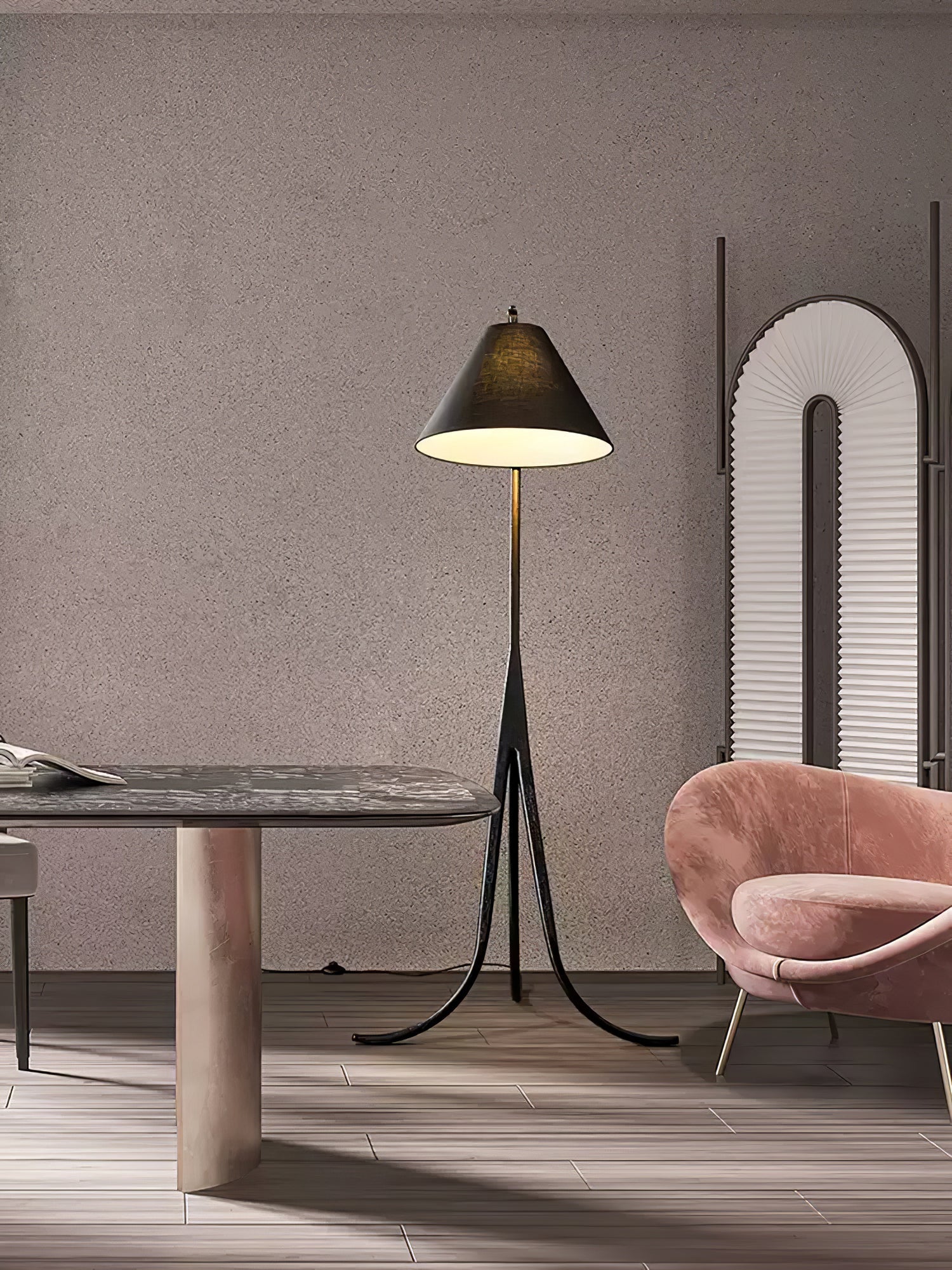 Orellis Curved Wood Floor Lamp